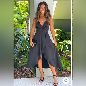 Saved by the Dress black satin high low dress small never worn NWT tags detached